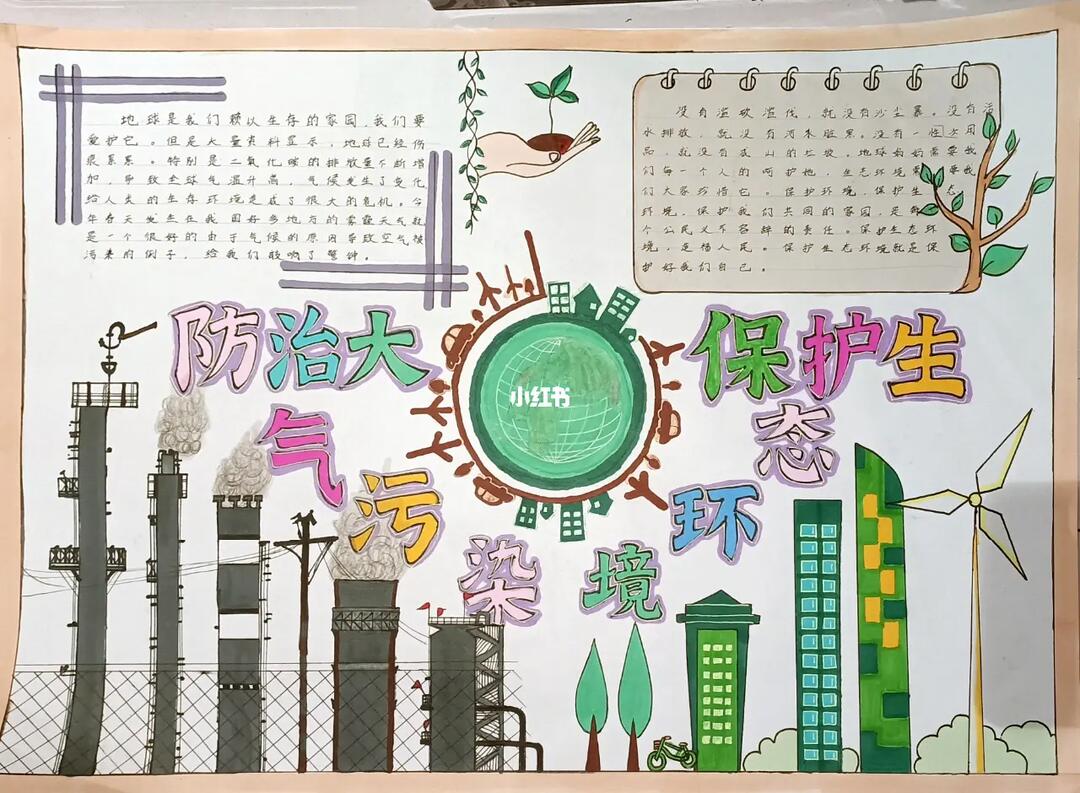 防治大气污染 保护生态环境_手抄报_保护环境_人文_阅读