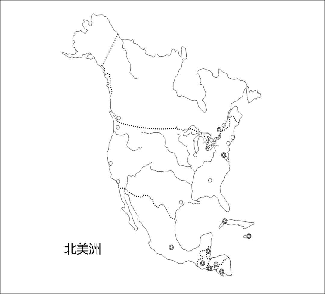 10张世界分洲空白线描地图(可填充打印)