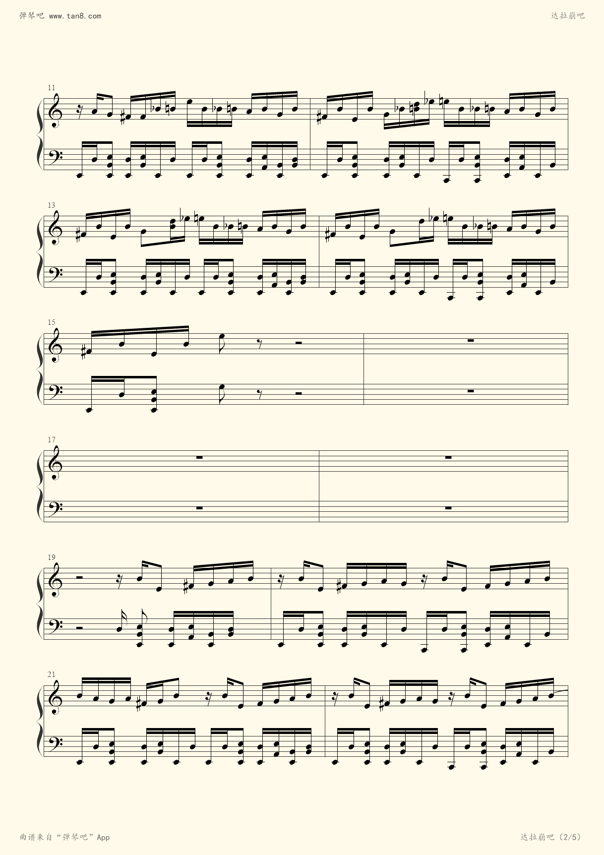 钢琴谱 - 达拉崩吧