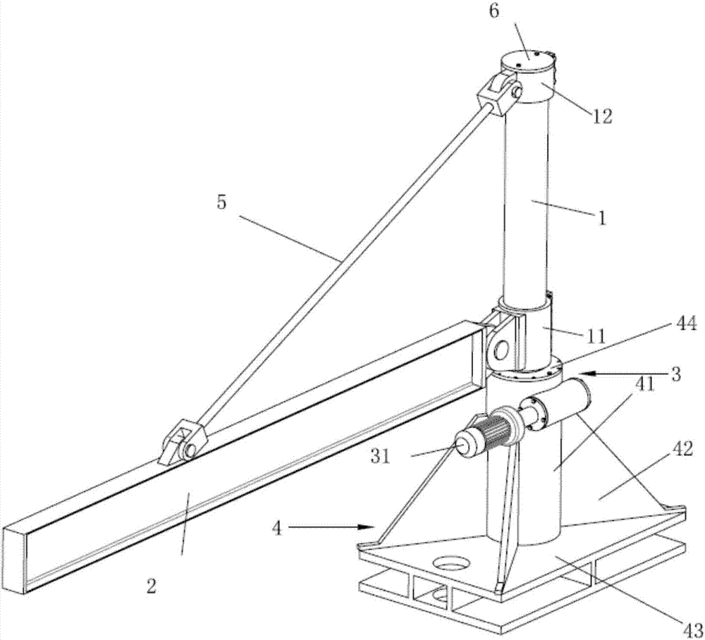 一种电动旋转吊臂,包括立柱机架(1)与立柱机架(1)连接的悬臂梁(2)