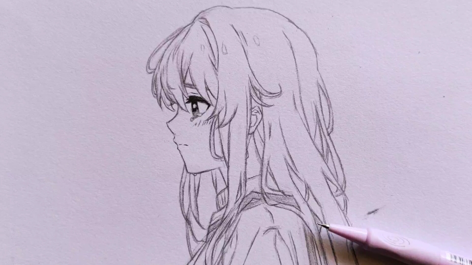 动漫女孩侧脸的画法,这样画太简单了一看就会!快来和我一起画