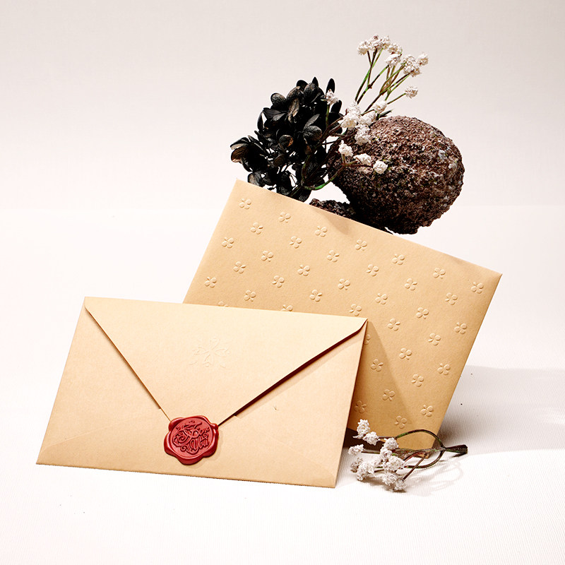 ppw牛皮纸信封信纸套装ins风火火漆精致情书信封