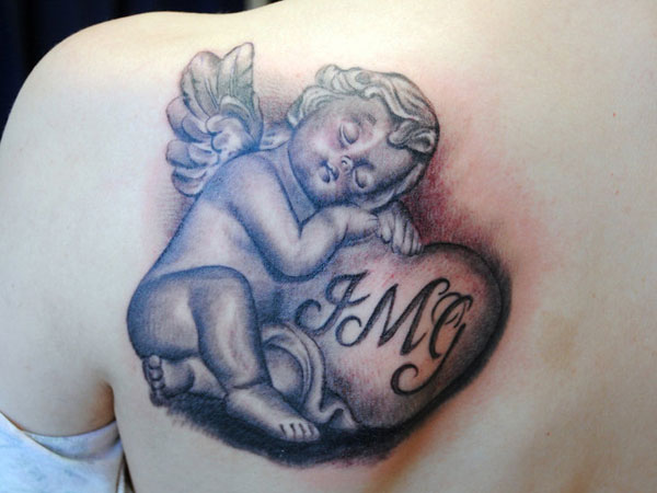 baby angel tattoos designs, ideas and meaning