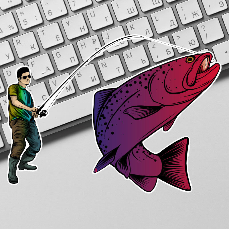 新品钓鱼路亚爱好者俱乐部钓箱渔具装饰反光个性创意定制汽车贴纸