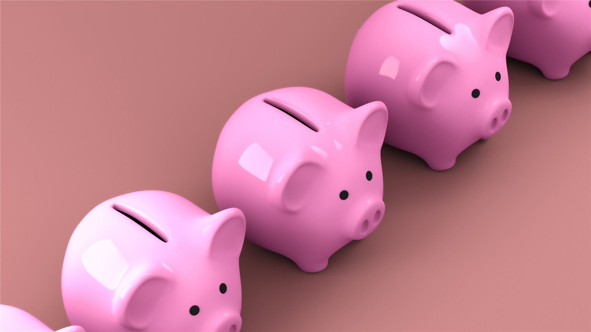 可爱小猪储钱罐高清桌面壁纸