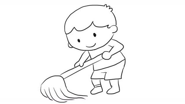 简笔画图片男人拖地简笔画小女孩长头发拖地儿童简笔画小孩扫地怎么画