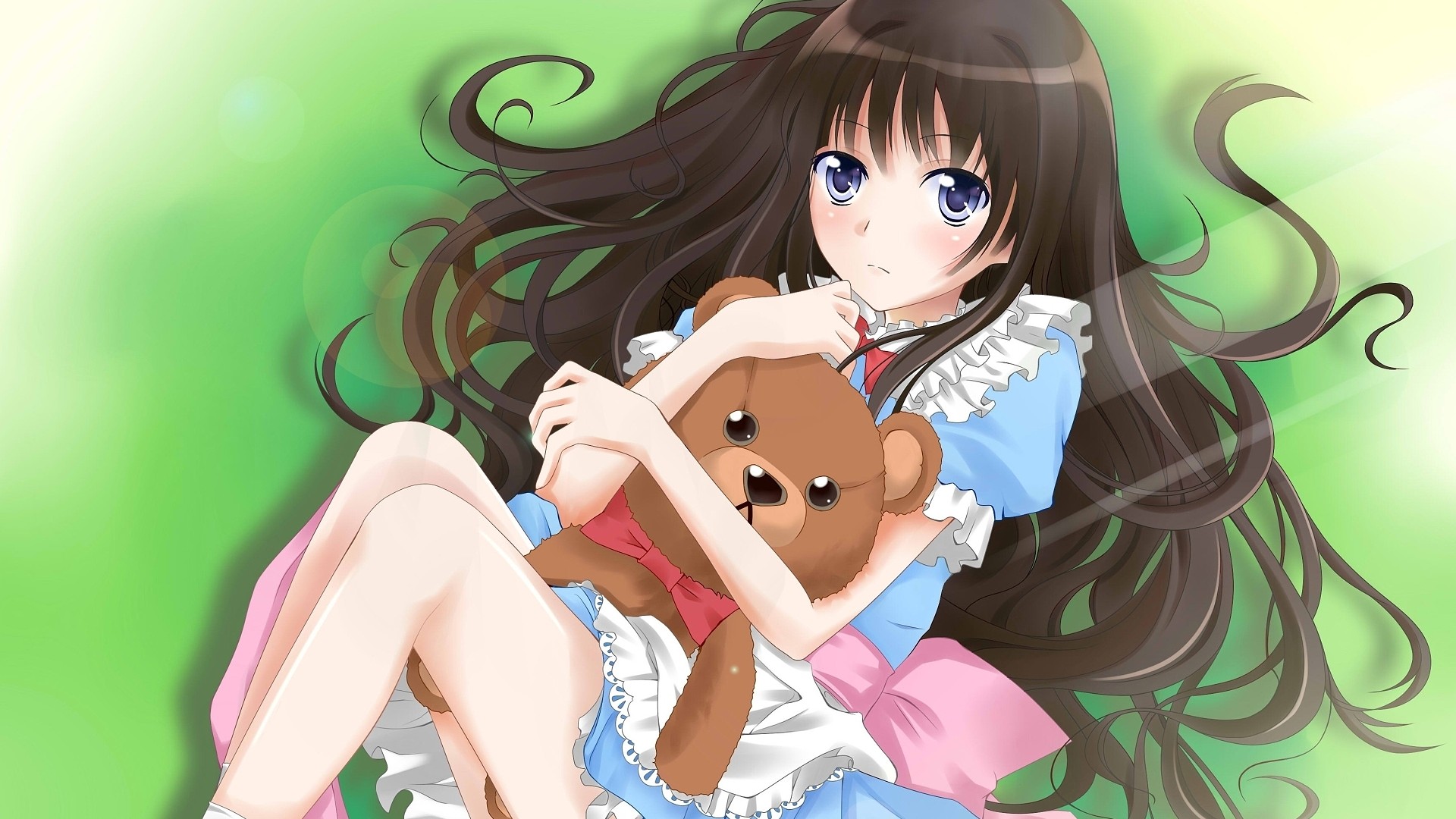 玩具熊卡通长发女孩动漫壁纸