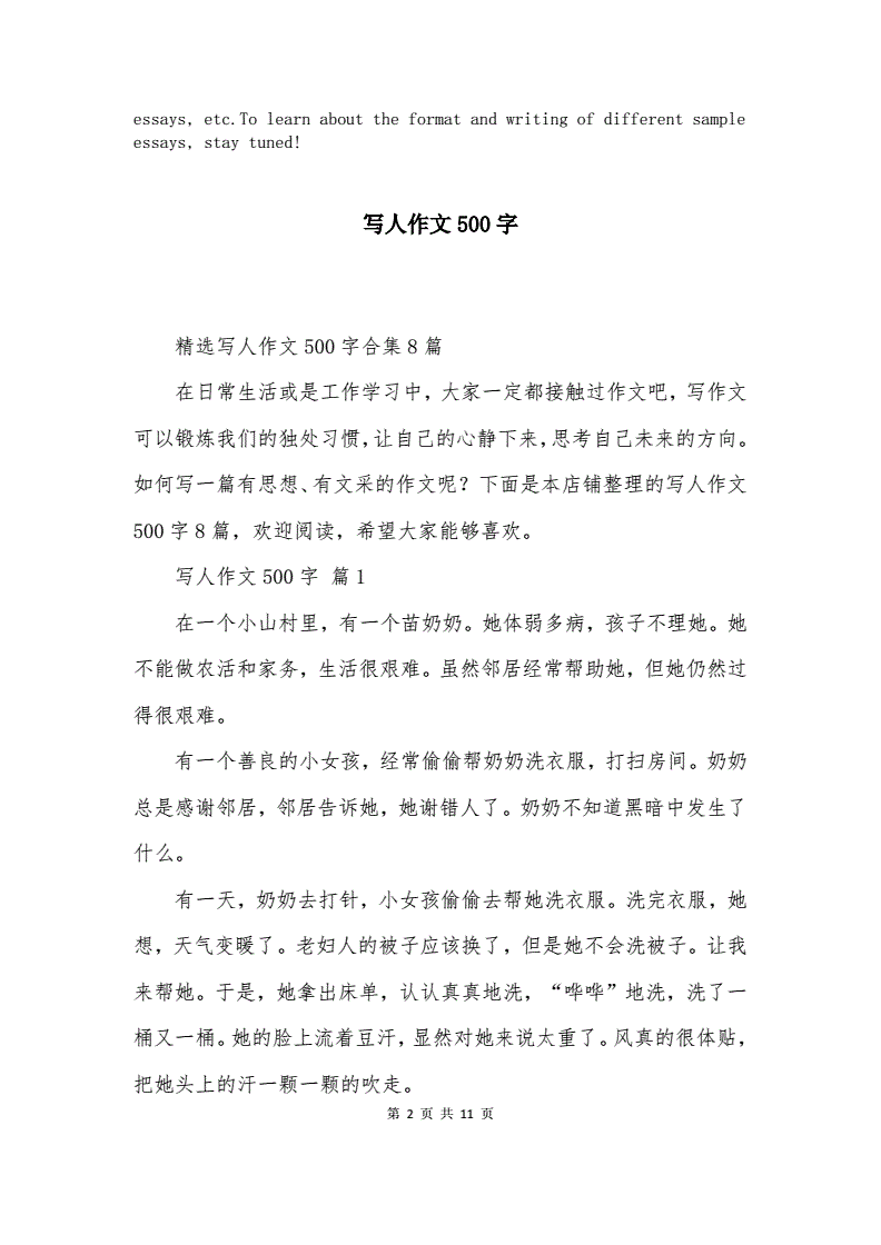 写人作文500字精选合集.docx 11页