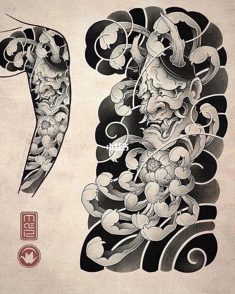 新传统纹身手稿般若花臂手稿