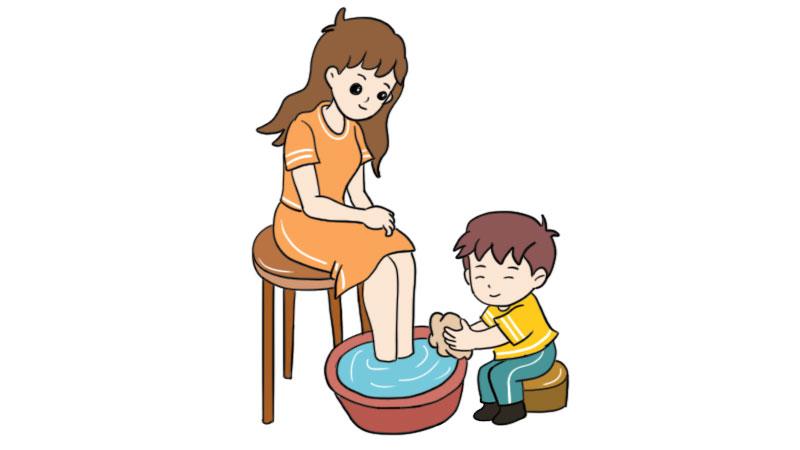 给妈妈洗脚照片简笔画