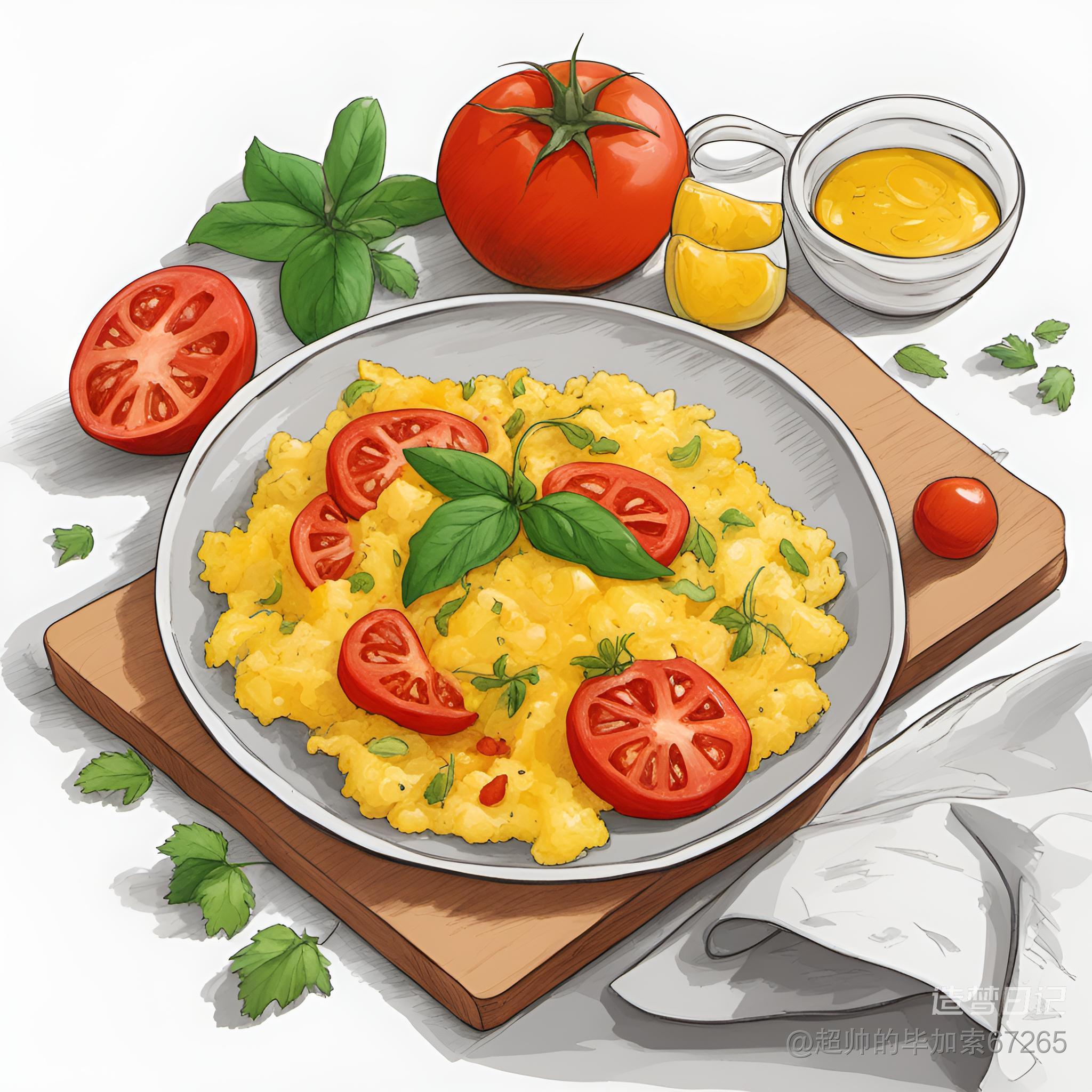 连锁装修哥 的想法: 帮我画西红柿炒鸡蛋的 #创意图 |  a class="hash