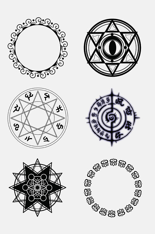 魔法阵免扣符阵咒语莲花封印设计元素