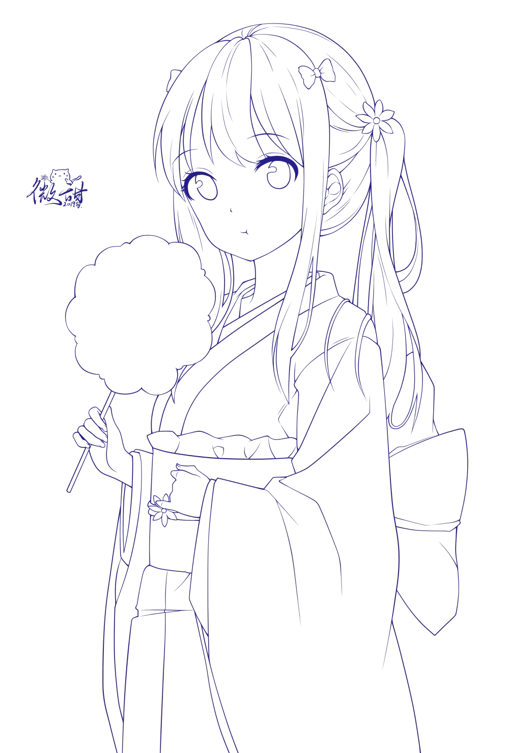 黑白线稿动漫人物线稿赶紧收藏起来