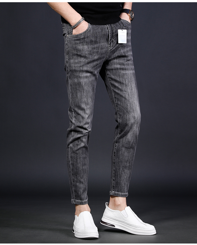 范莉泰烟灰色牛仔九分裤修身小脚2022夏季薄款韩版潮流时尚百搭简约