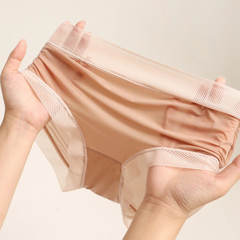 3条包邮空气超薄冰丝裸感女内裤中腰透明透气女三角裤