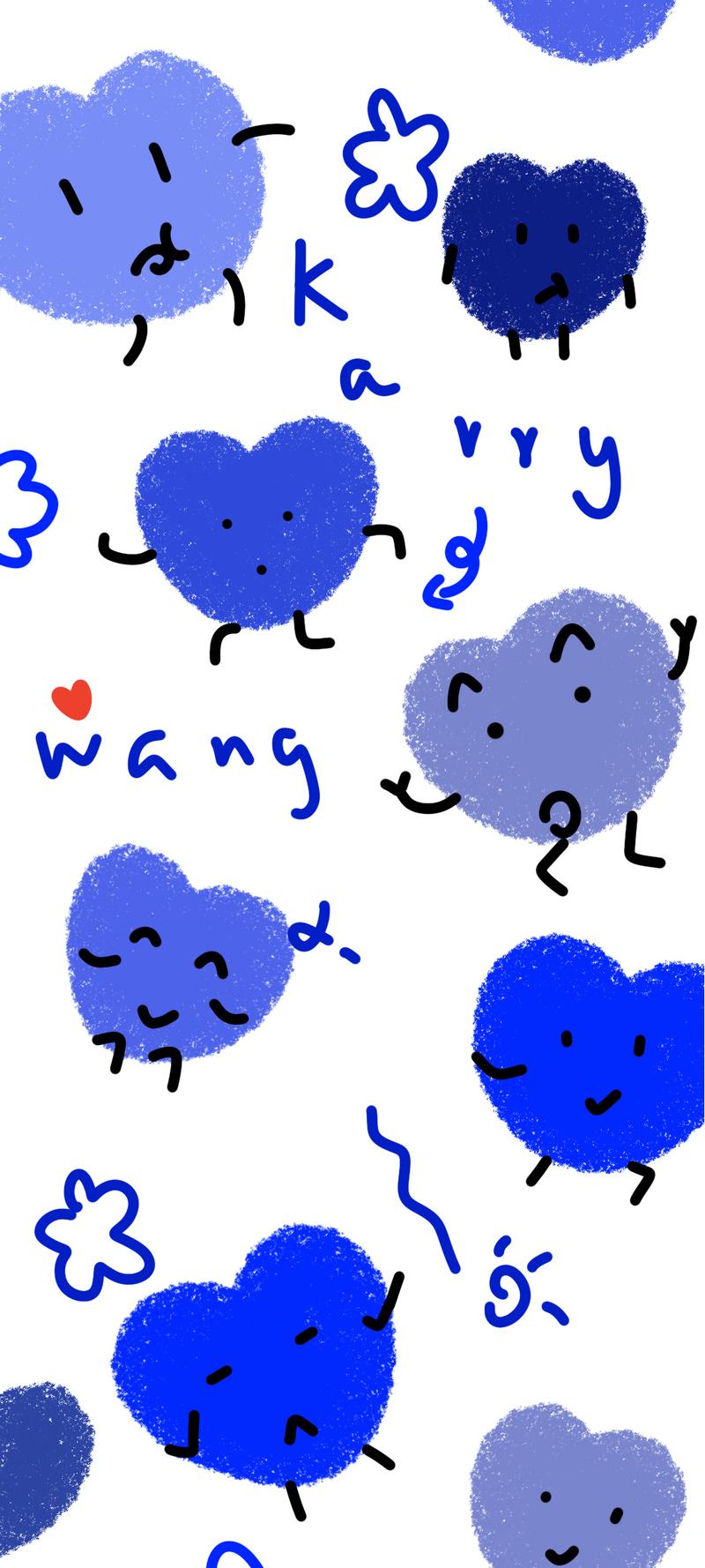 蓝色系图案简笔画