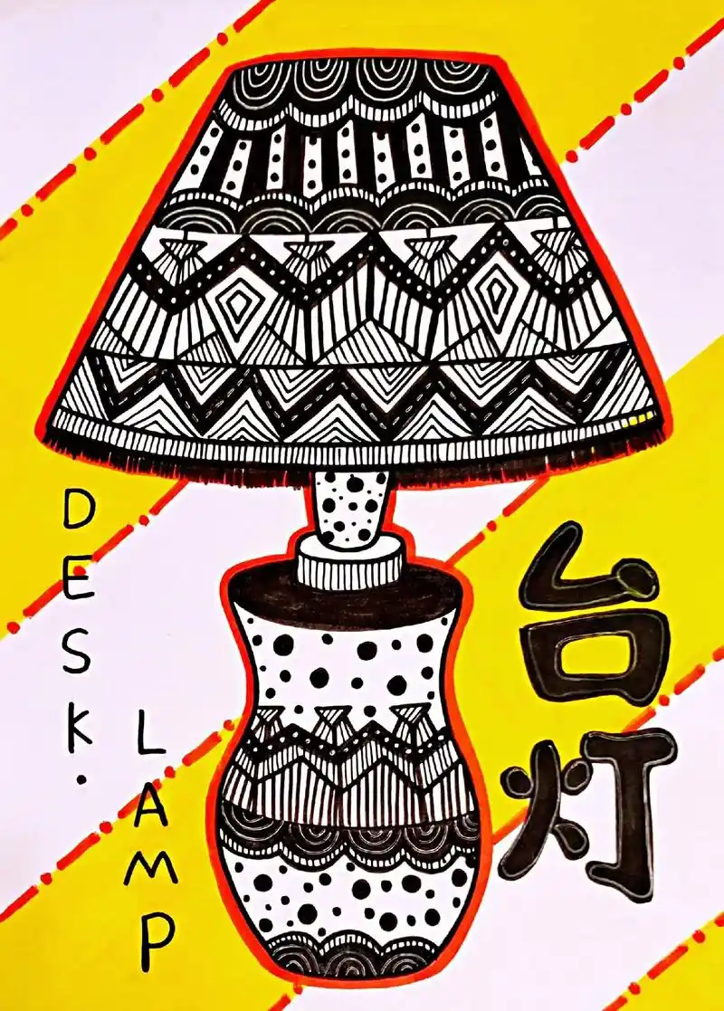线描画‖台灯.#简笔画 #手绘 #画画 #线描 台灯#一起学 - 抖音