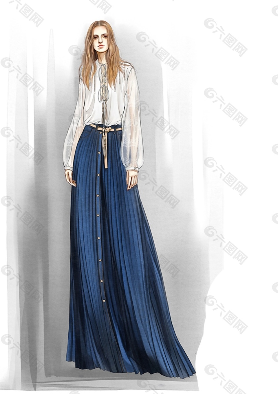 白领气质白色衬衫女装效果图