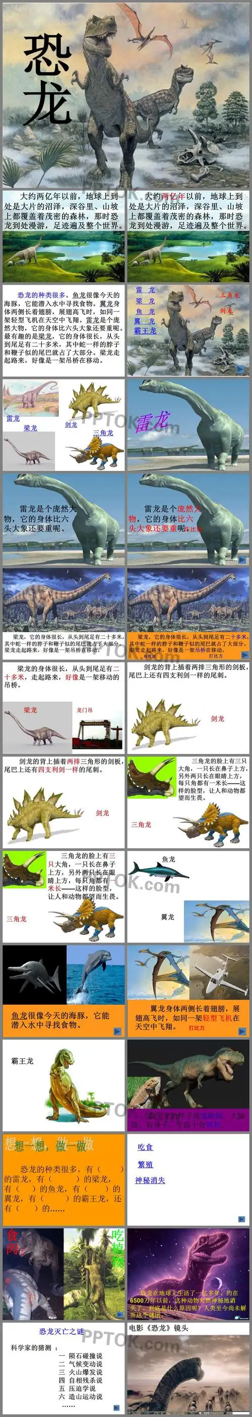 ppt内容这是《恐龙》ppt课件4下载,主要介绍了恐龙的种类,想一想,做一