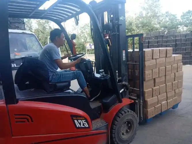 我的爸爸(李红云)正在开叉车工作.