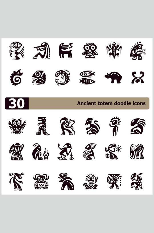 黑色动物图腾矢量素材