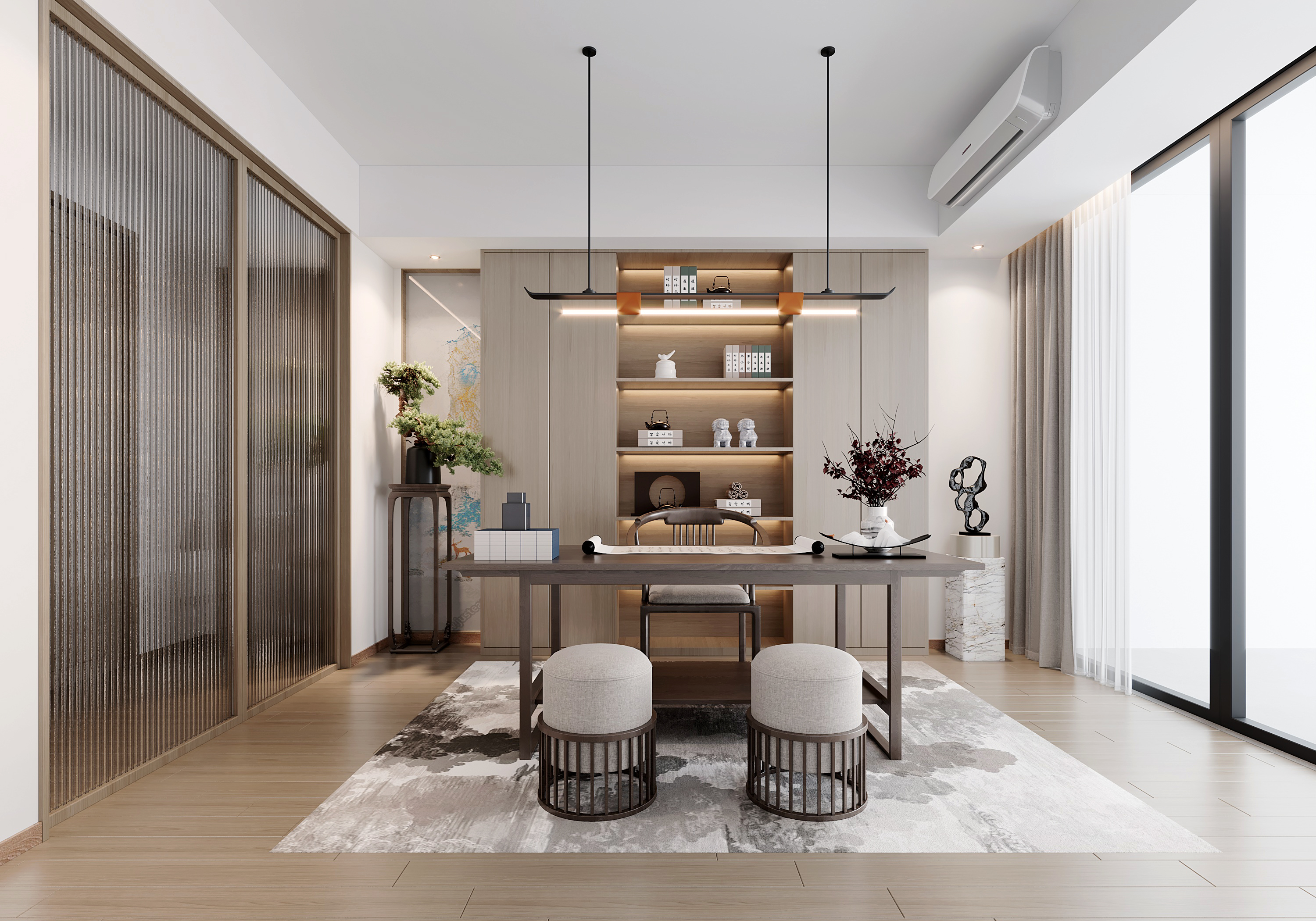 深圳装修295㎡公园大地极简新中式年轻人都爱的设计