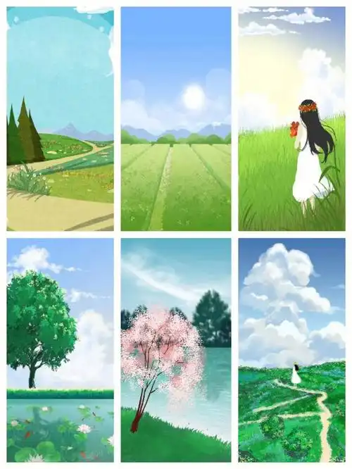 早安海报背景素材小清新绿色手机壁纸