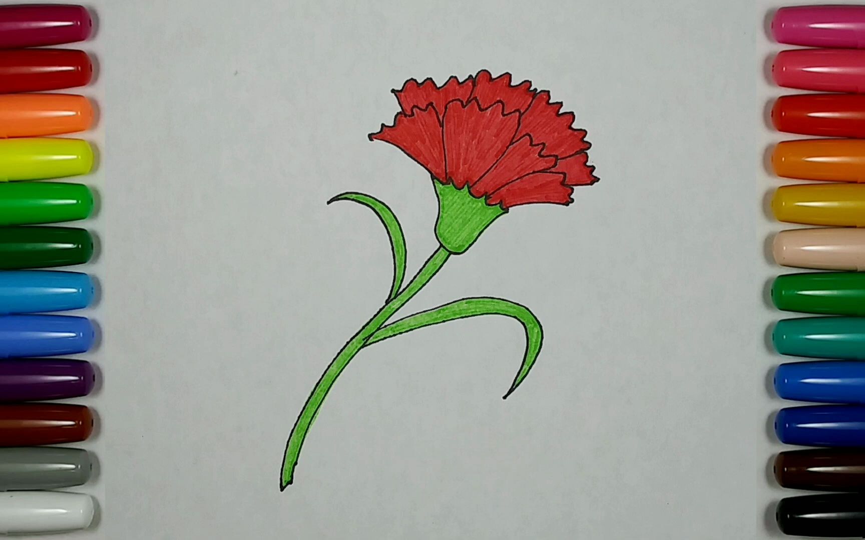 儿童简笔画 - 康乃馨 每天一幅简笔画78 零基础学画画 母亲节