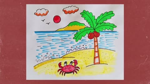 简笔画海滩风景