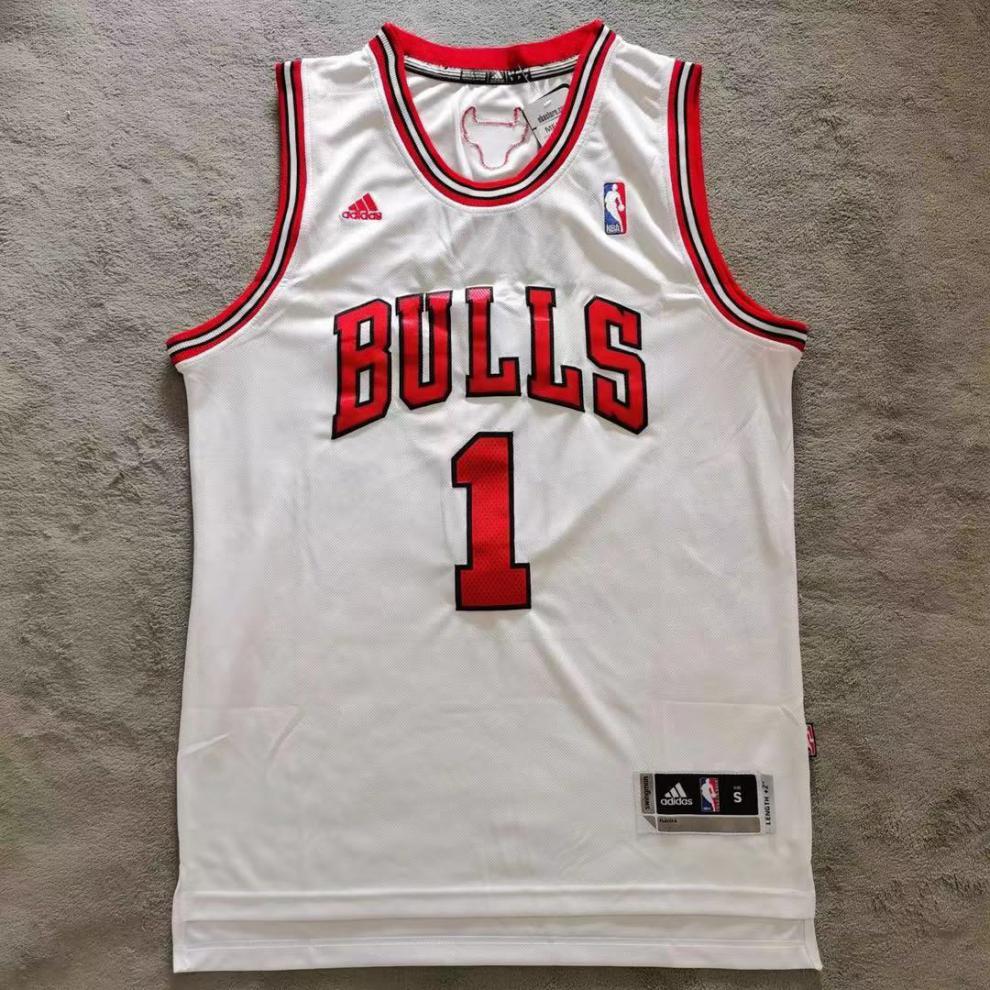 nba同款公牛队1号罗斯白色球衣nba球衣男女通用 红色 公牛罗斯1号 s