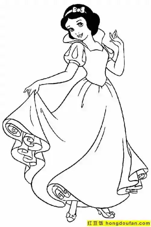 11张童话中的白雪公主涂色简笔画!