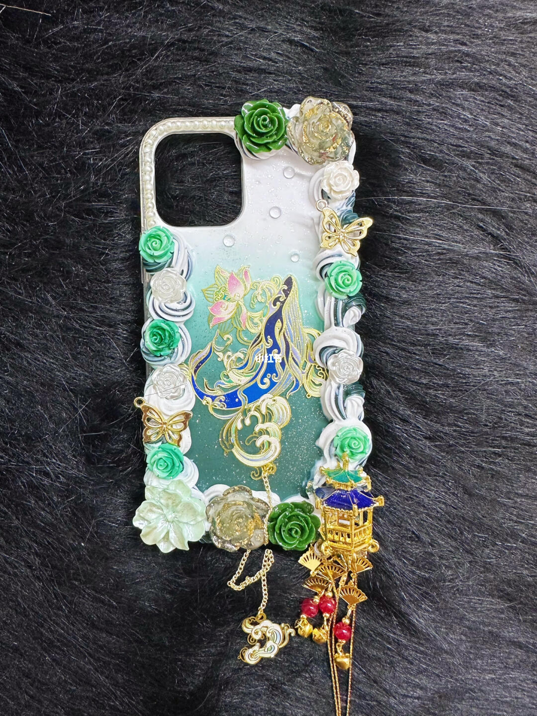 客定墨绿渐变古风奶油胶手机壳