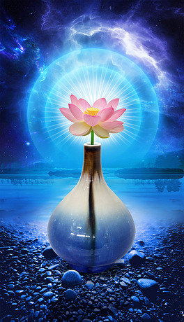 宝莲灯莲花迷人梦幻荷花光芒发散艺术背景墙梦幻星空瓶子中的星空创意