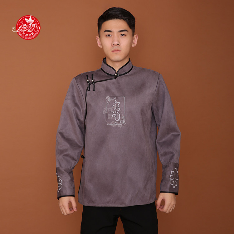 蒙古袍男绣花短褂蒙古族服装日常少数民族服饰婚礼民族服装