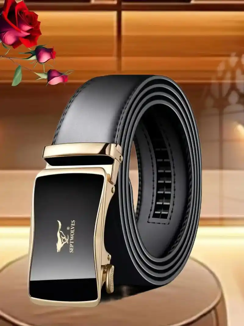 七匹狼皮带男真皮中年爸爸商务正装牛皮腰带.