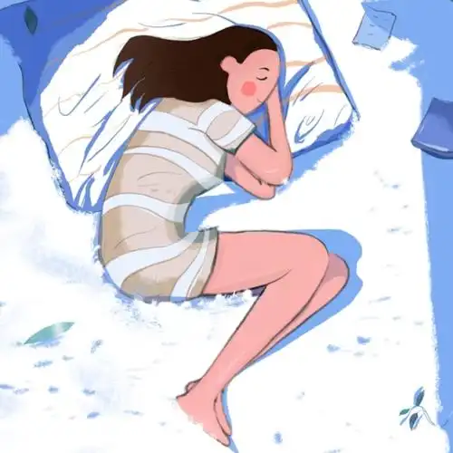 蓝白清新唯美房间女孩睡觉插画手机壁纸在线图片设计,一键制作生成