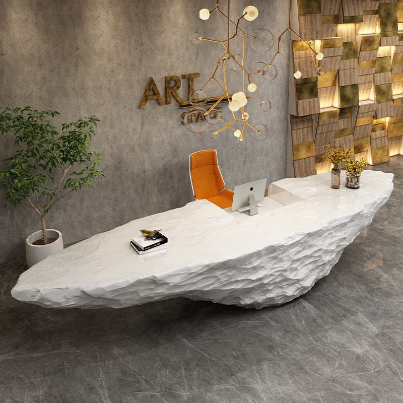 创意异形艺术艺术玻璃玻璃钢烤漆前台收银台酒店大堂接待台