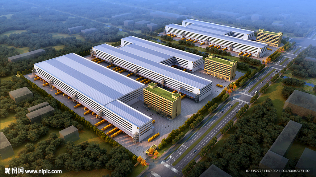 快递物流鸟瞰效果图图片