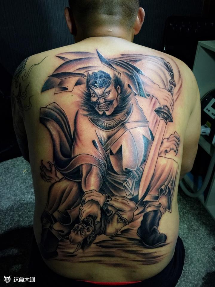 后背钟馗_纹身图案手稿图片_陈允尚的纹身作品集