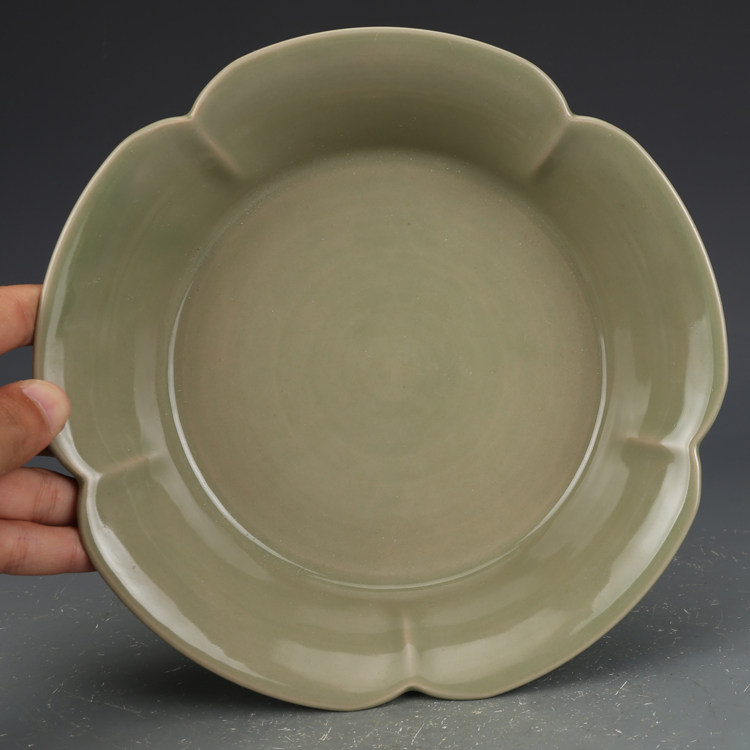 五代越窑秘色瓷花口碗古董古玩收藏老物件瓷器老货