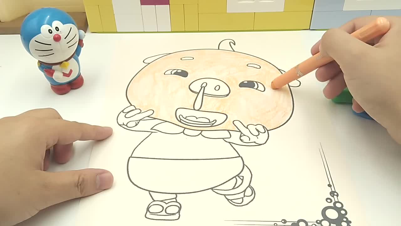哆啦a梦画猪猪侠小呆呆涂色画