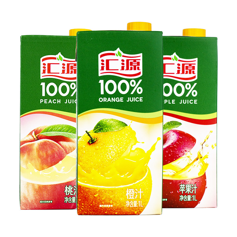 汇源100果汁橙汁葡萄汁苹果汁桃汁1l12盒整箱纯果蔬汁