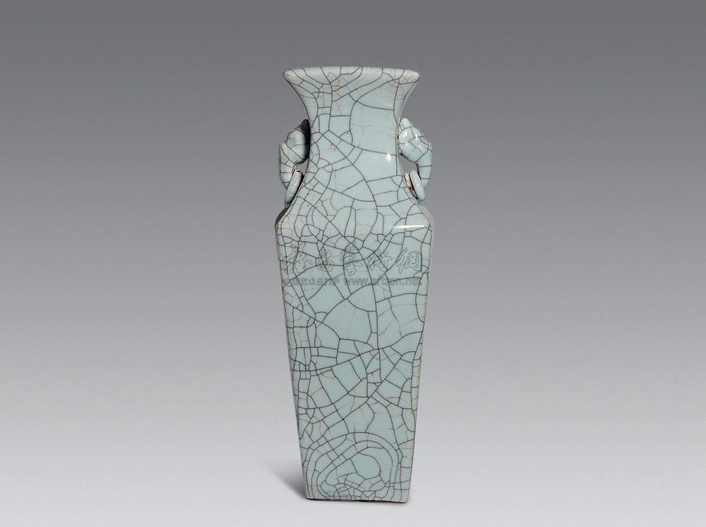 【民国 仿哥窑双耳四方瓶】拍卖品_图片_价格_鉴赏_民国瓷器_雅昌艺术