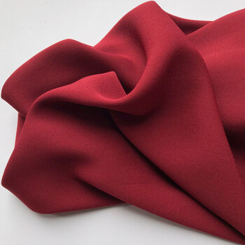 雪纺布料乱麻面料进口夏单层加厚纯色不透连衣裙古装汉服布料 酒红色