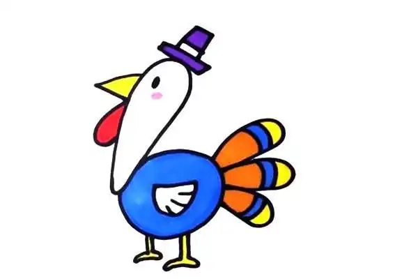 卡通火鸡简笔画彩色的画法步骤图文教程