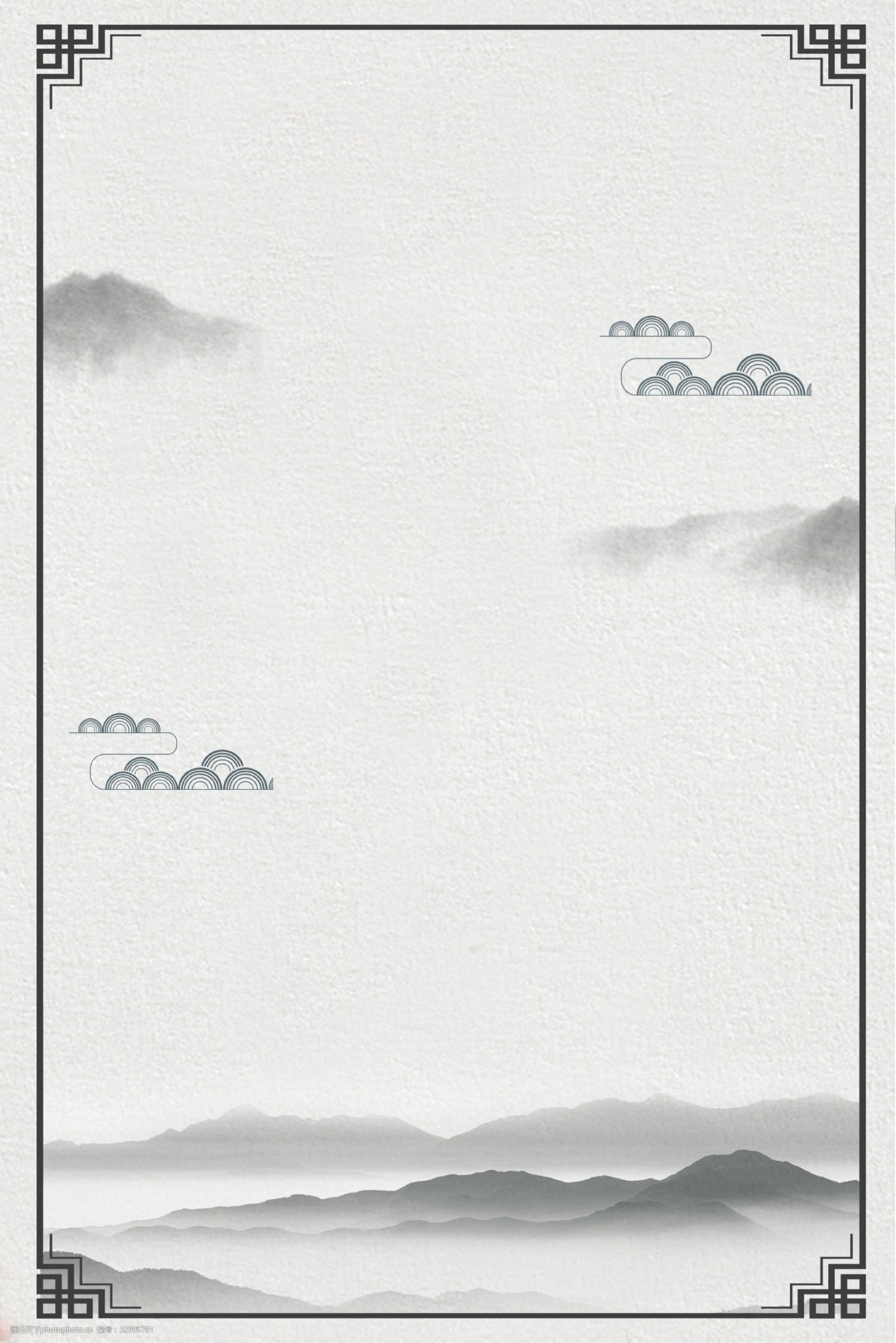 淡雅水墨渐变古风海报背景图片-图行天下图库