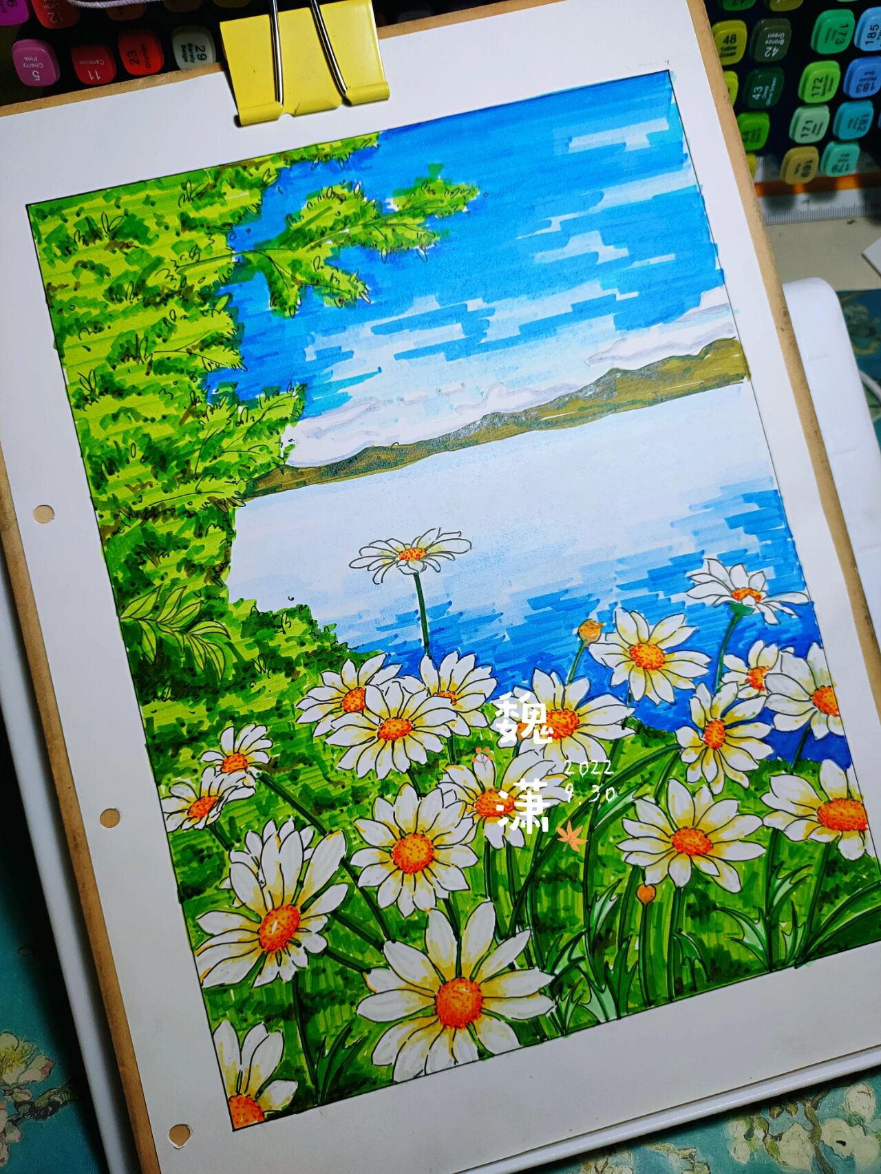 马克笔风景画(希望之花)                   不知不觉在上画画大半年