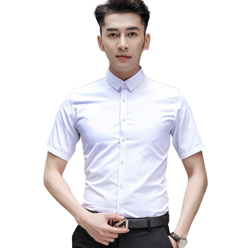 短袖白衬衫男西装打底衬衣伴郎服兄弟装夏季上班工装男士商务正装
