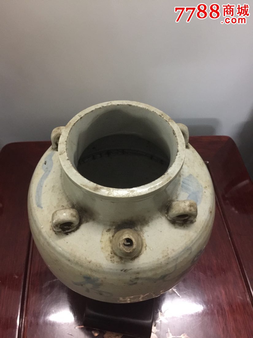 明代青花龙纹四系罐