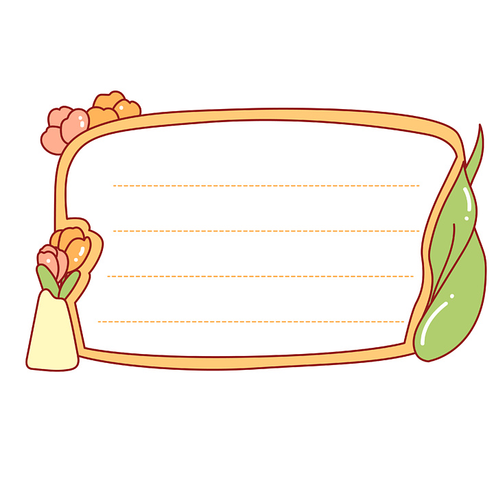 边框文本框矢量装饰元素443110手绘花卉花瓶植物插画组合简笔画线稿